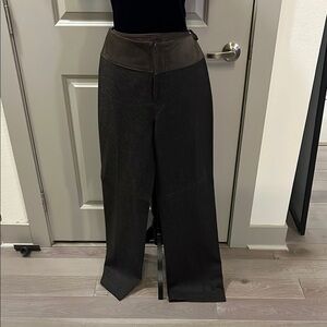 Chic Brown wool and suede Wide-Leg Pants